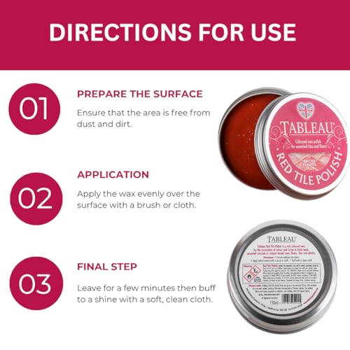 Tableau Red Tile Polish, Rejuvenate Red Tiles, Brickwork, Unsealed Concrete and More. 150ml