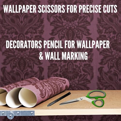 Tsekouri Wallpaper Paste Kit - Set Includes 8 Piece Wallpaper Kit Containing Wallpaper Paste Brush and Smoother, Wallpaper Seam Roller, Wall Paper Scraper Tool & Measuring Tape