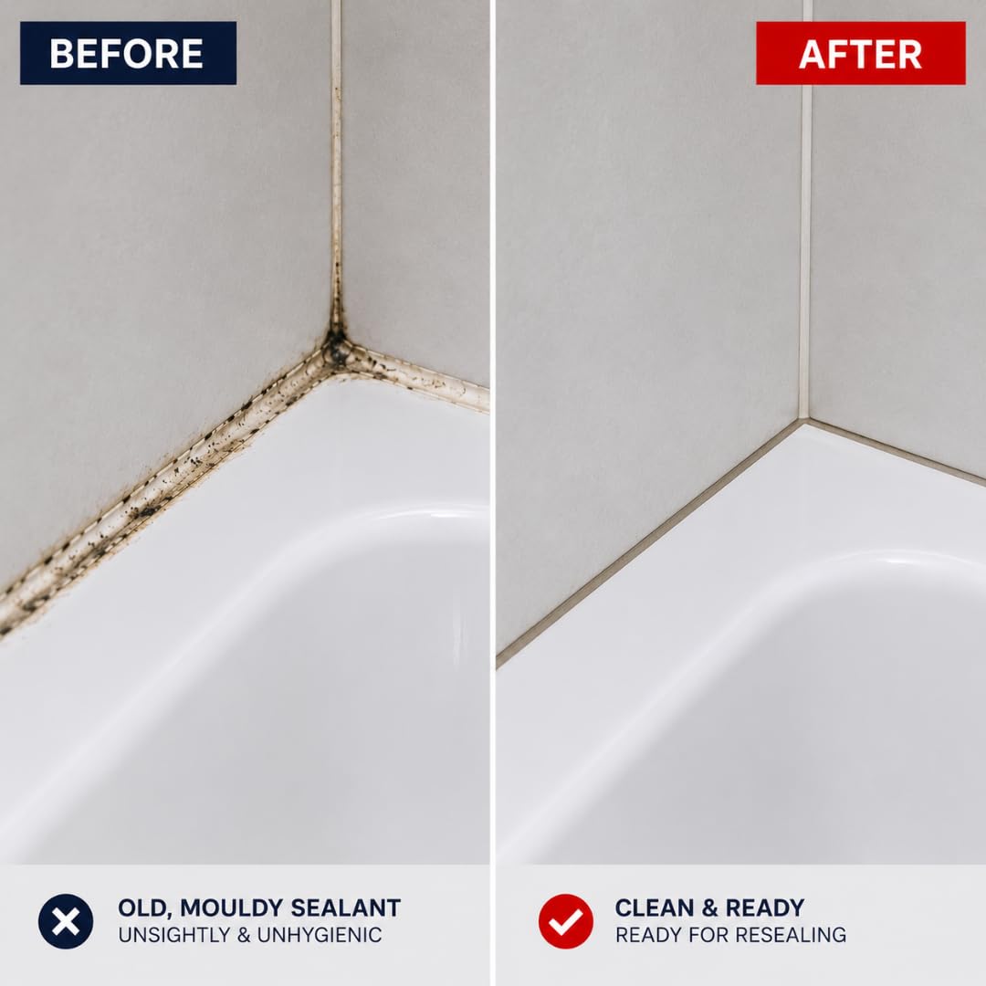 UniBond Silicone Sealant Remover 80ml Kit – Heavy-Duty Gel Tube with Silicone Removal Tool & White Cloth – Removes Old Sealant from Baths, Tiles, Kitchens, Sinks & Toilets (3-Piece Bundle)