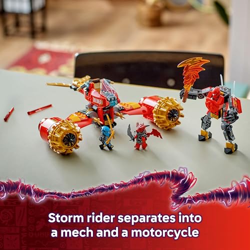 LEGO NINJAGO Kai’s Mech Storm Rider - Ninja Toy with a Flying Motorbike, Action Figure & 3 Minifigures - Birthday Gift Idea for 7 Plus Year Old Boys, Girls and Dragons Rising Fans 71830