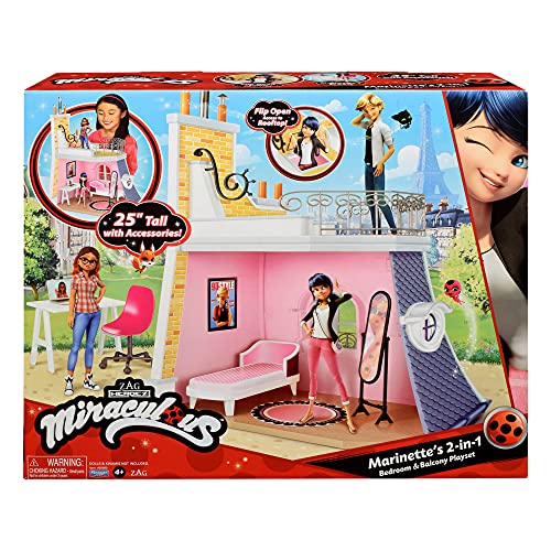 Miraculous: Tales of Ladybug & Cat Noir - 2in1 Balcony Bedroom Dolls House and Accessories Playset Bandai