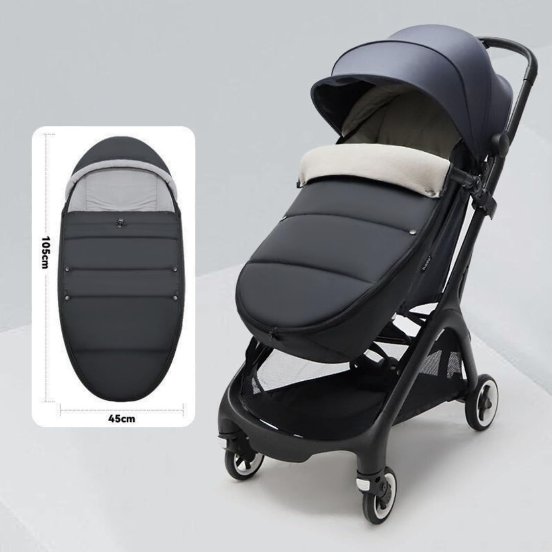 Alimos Pram Footmuff - Cosy Toes Fit Toddler for Stroller & Buggy Warm and Soft Polar Fleece Lined Foot Muff Waterproof (Black)
