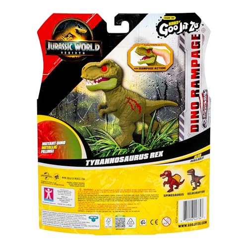 Heroes of Goo Jit Zu Jurassic World Rebirth Dino Rampage Tyrannosaurus Rex, Super Squishy And Stretchy, With Rampage Action Chomping Jaws