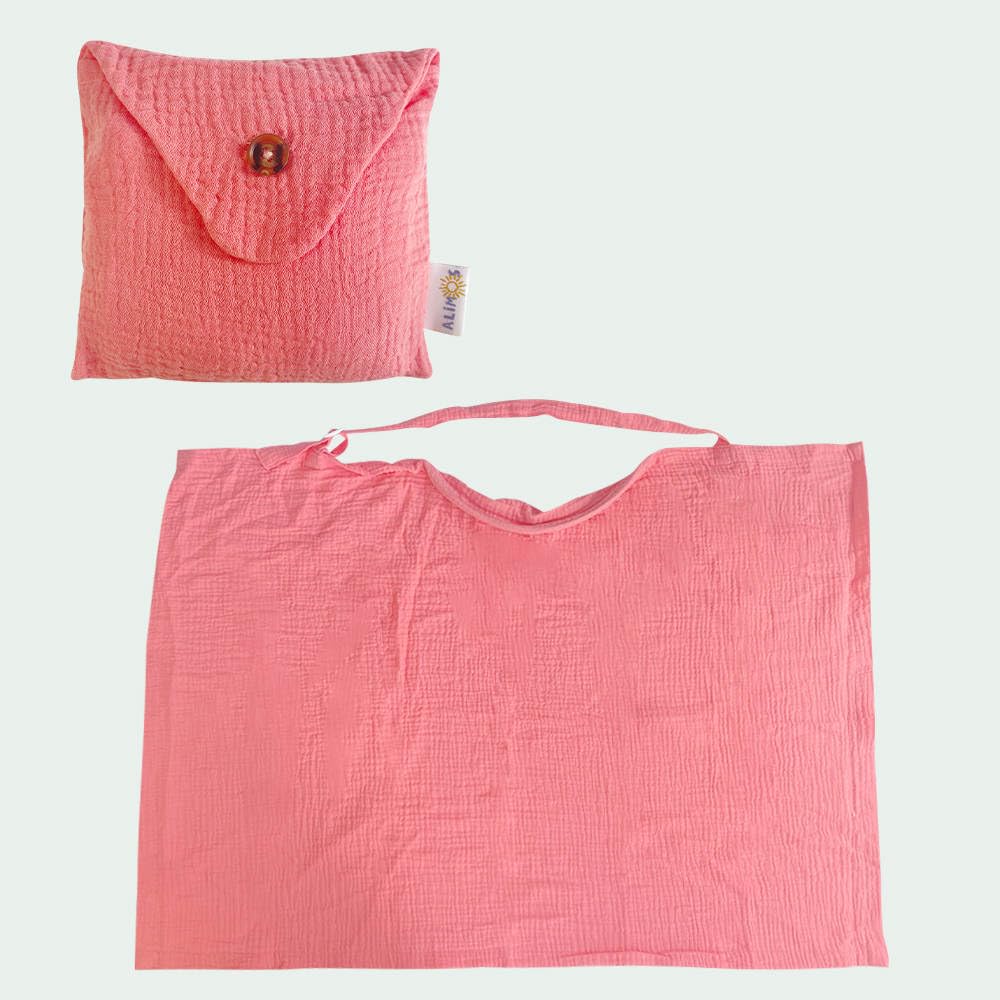 Alimos Breastfeeding Cover Up with Adjustable Strap - Boned Nursing Cover - Breathable & Lightweight - Stylish & Discreet incl Storage Bag (Pink)
