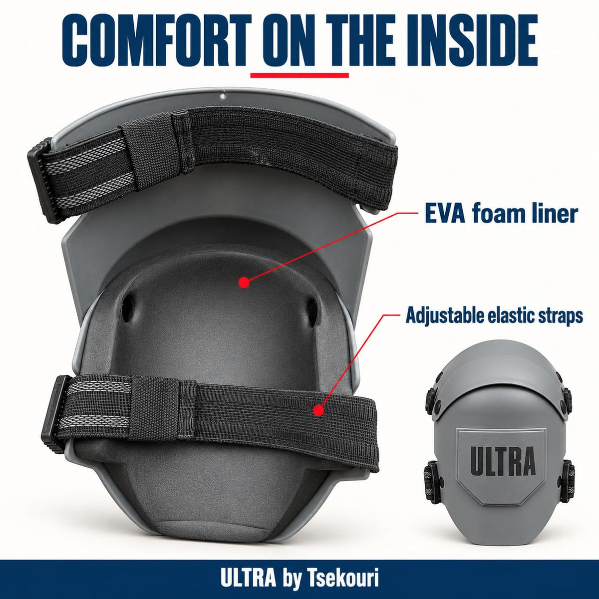 Tsekouri Ultra Knee Pads for Work, Hinged Hard Shell, EVA Foam, 1 Pair