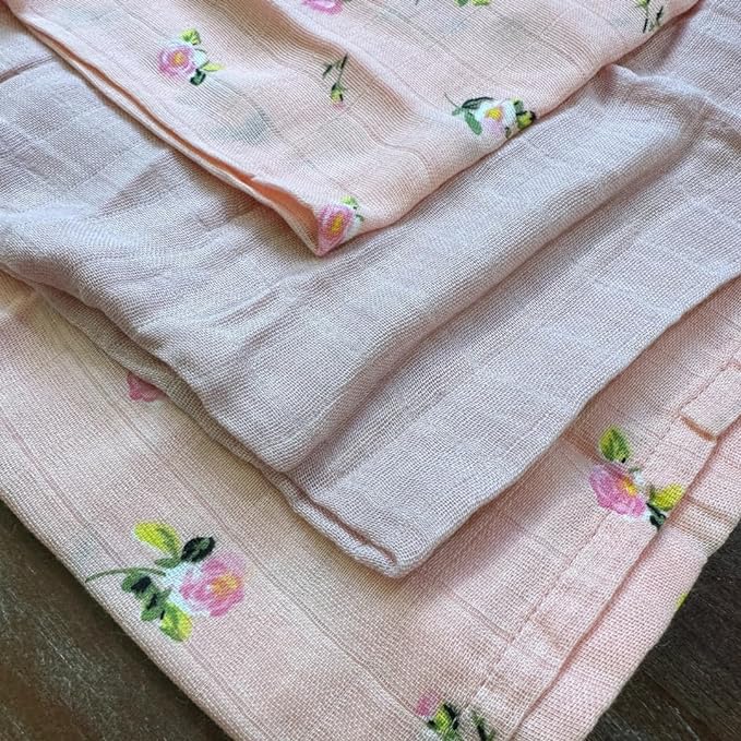 Alimos Organic Bamboo and Cotton Muslin Cloths - Soft and Gentle Baby Swaddle Blankets - Multi-Purpose Burp Cloths and Nursing Covers