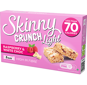 Skinny Crunch Light Raspberry & White Choc 5 pack box