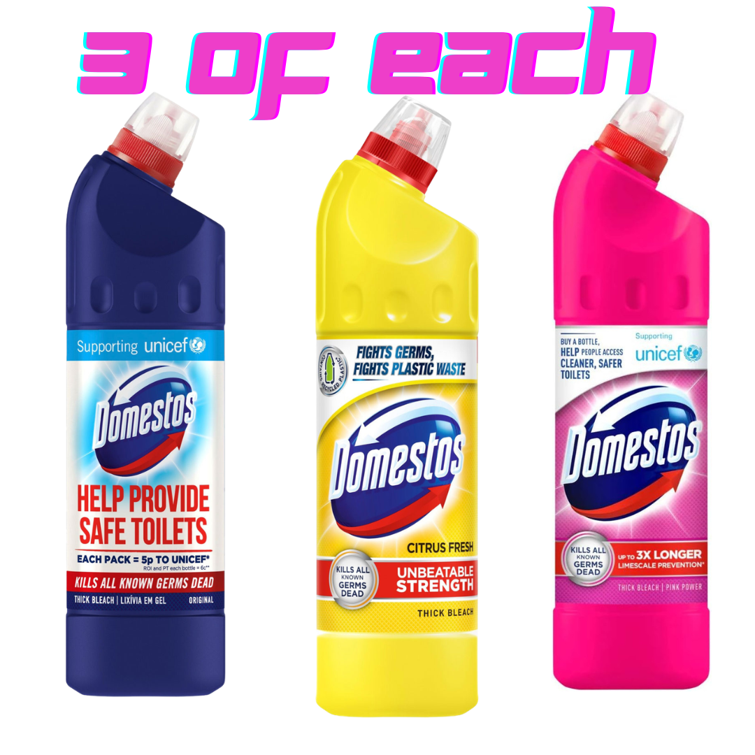 Domestos Bleach 3 Pack - Original , Citrus and Pink