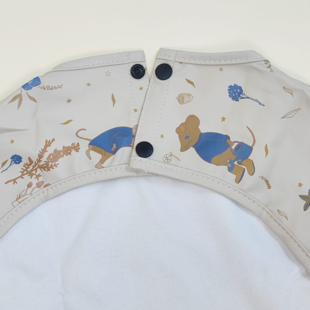 Alimos Long Sleeved Baby Bib 12-36 Months - Reversible Front Pocket for Baby Led Weaning - Waterproof & Easy to Clean - Ideal for Messy Mealtime - Cute & Practical Baby Feeding Bib