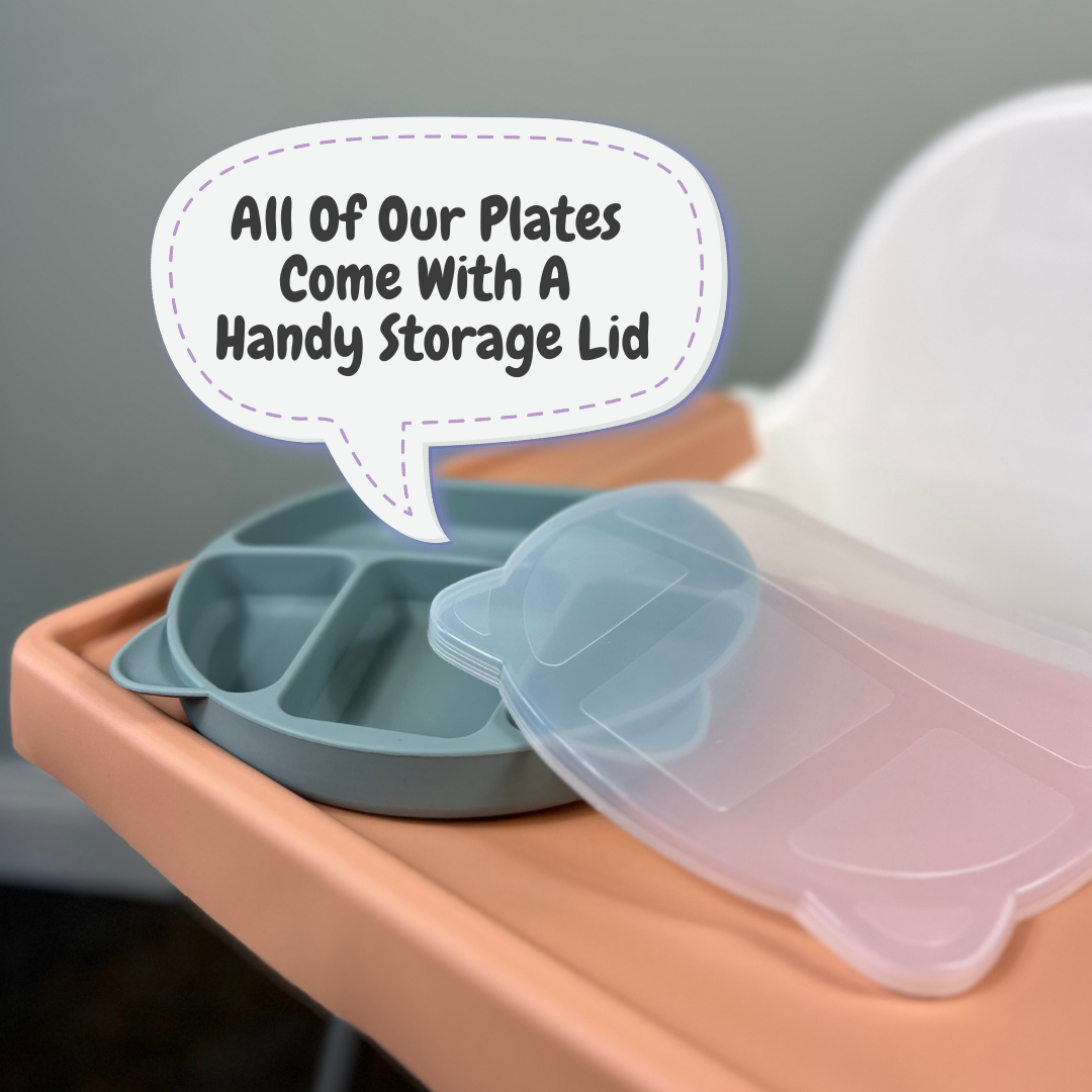 Alimos Silicone Baby Plates Plates Stay Put with Suction Feature Suction Plates for Babies Toddlers with Lid Dishwasher and Microwave Safe