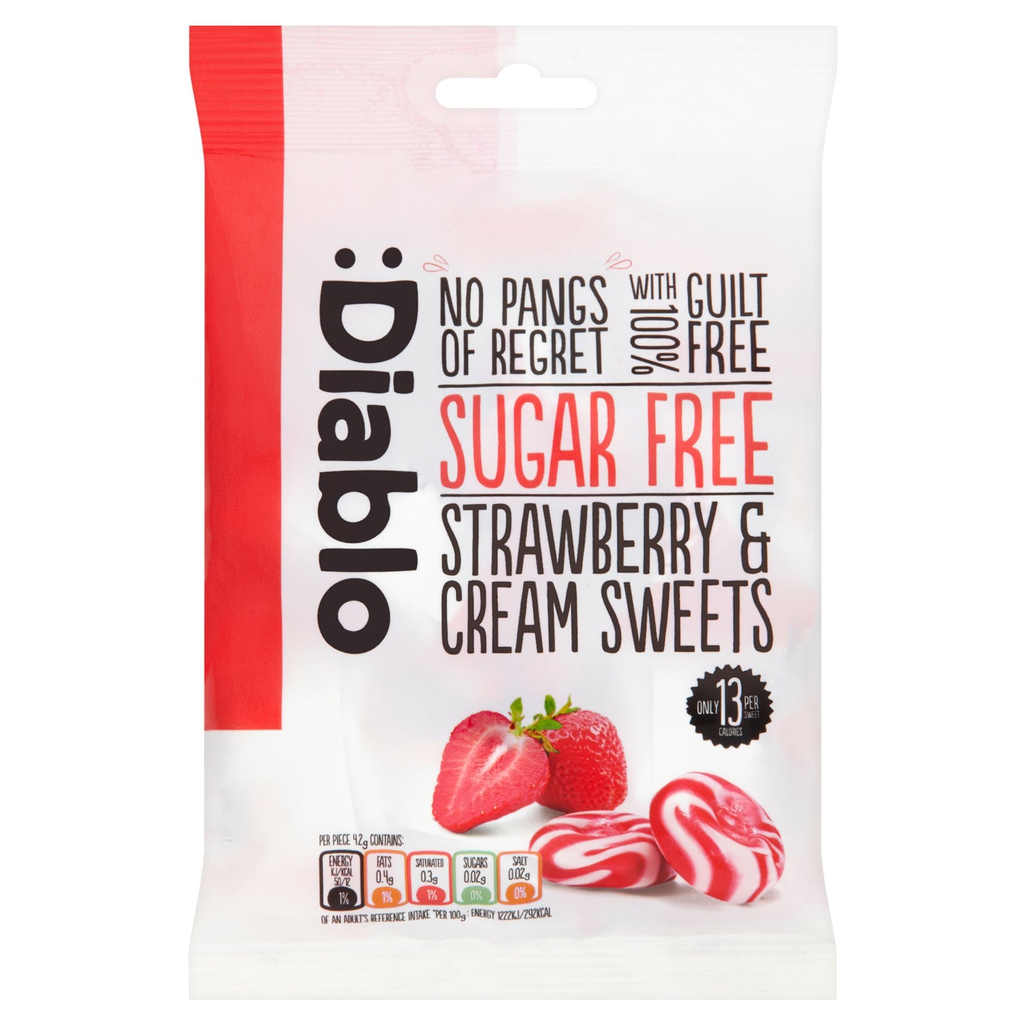 Diablo Sugar Free Sweet Selection - 4 flavours - Strawberry & Cream Sweet,Sweets Fruit Toffees,Lemon & Cream  & Mint & Cream