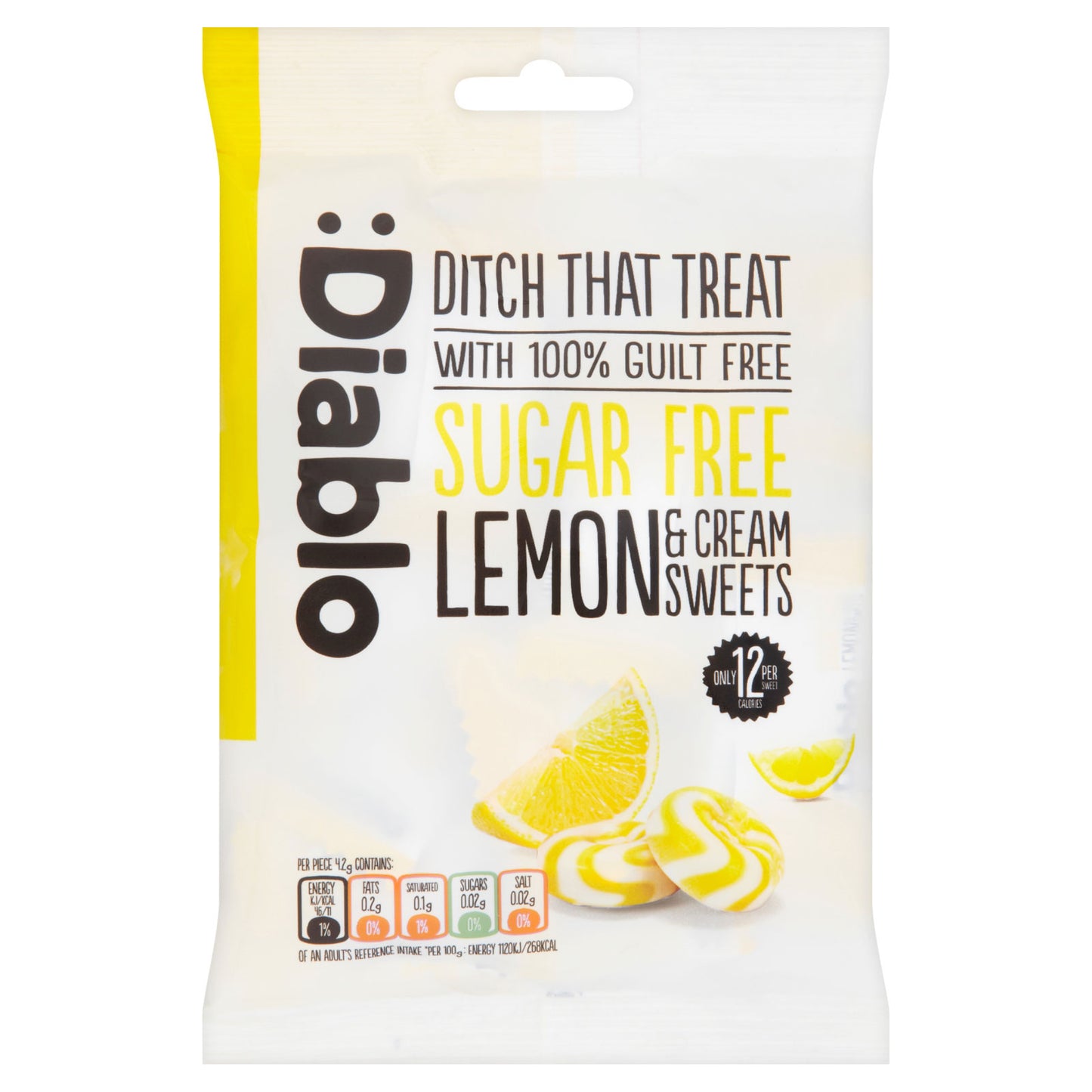 Diablo Sugar Free Sweet Selection - 4 flavours - Strawberry & Cream Sweet,Sweets Fruit Toffees,Lemon & Cream  & Mint & Cream