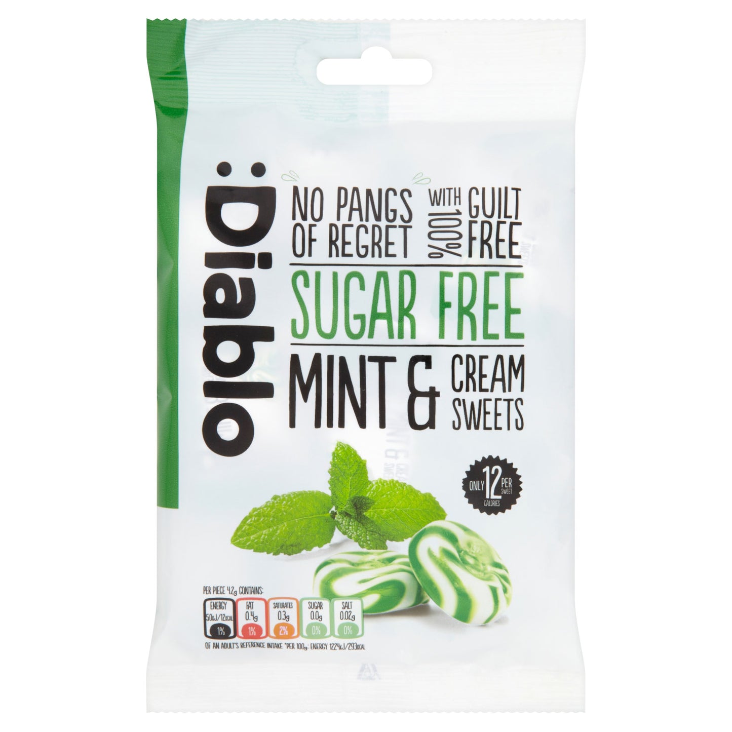 Diablo Sugar Free Sweet Selection - 4 flavours - Strawberry & Cream Sweet,Sweets Fruit Toffees,Lemon & Cream  & Mint & Cream