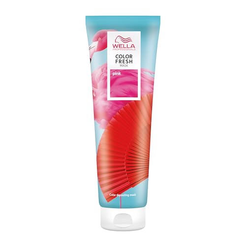 Wella Professionals Pink Color Fresh Mask - Colour Depositing Hair Mask & Home Hair Gloss Treatment - Bright Pink Temporary Hair Dye with Avacado Oil (150ml)