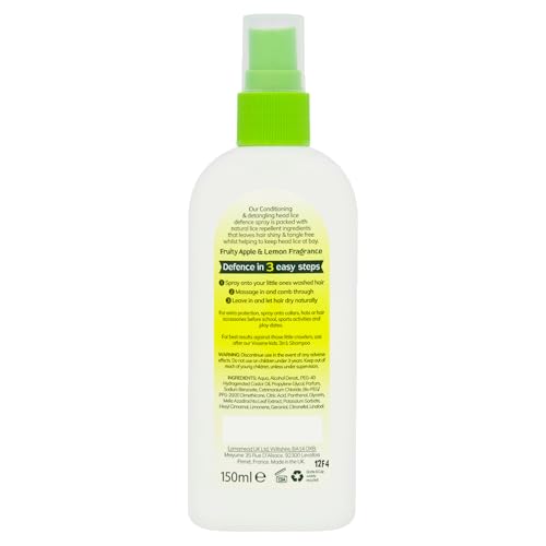 Vosene Kids Apple & Lemon Head Lice Defence Spray 150ml, Conditioning and detangling Natural Head lice Repellent with Tea Tree Leaf, citronella and Eucalyptus Oil, Helps to Keep headlice at Bay.