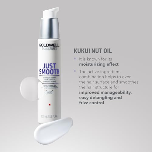 Goldwell Dualsenses Just Smooth 6 Effects Serum, For Unruly & Frizzy Hair, Anti-Frizz & Humidity Control, 100ml
