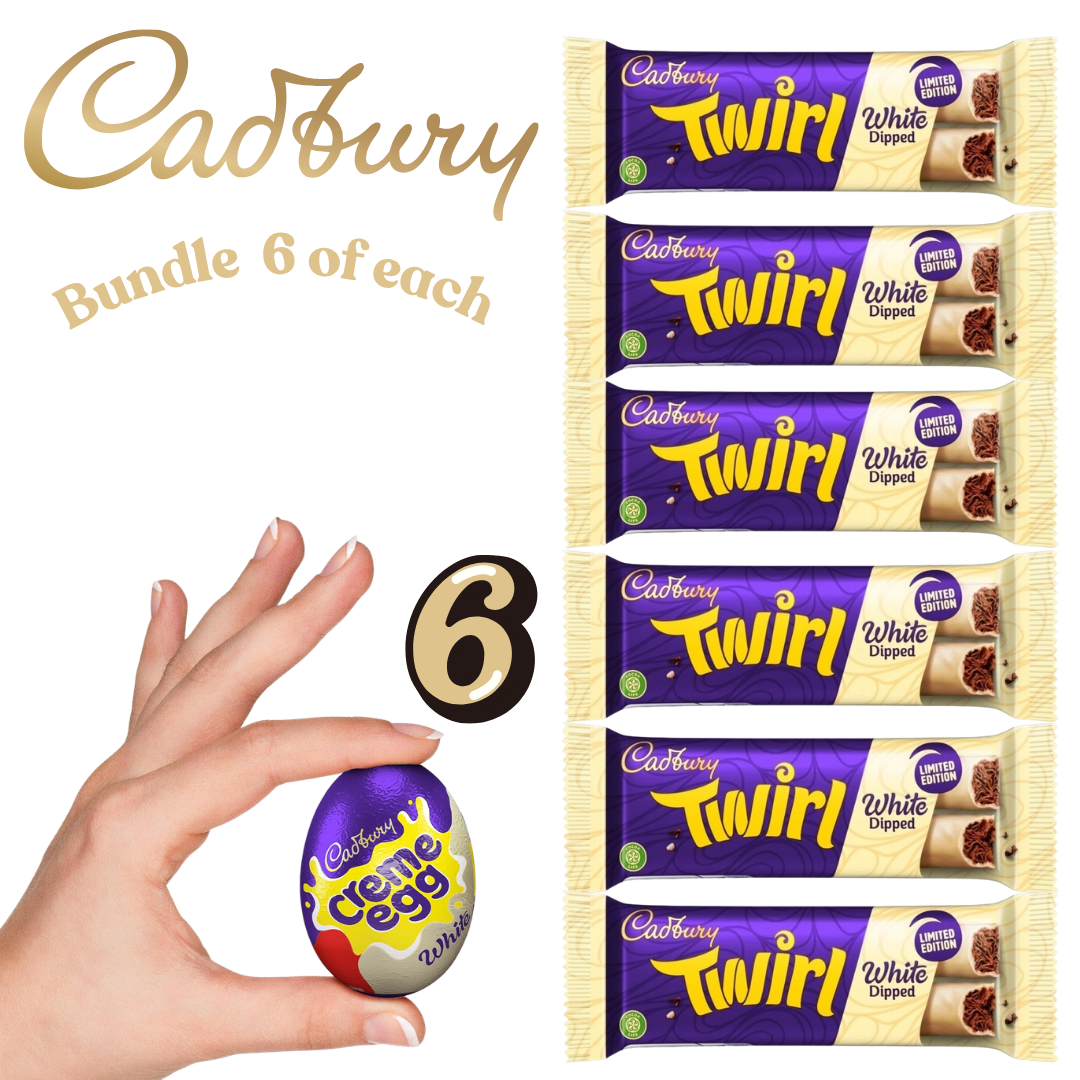 Cadbury White Chocolate Bundle ( 6 White Dipped Twirls + 6 White Creme Eggs )
