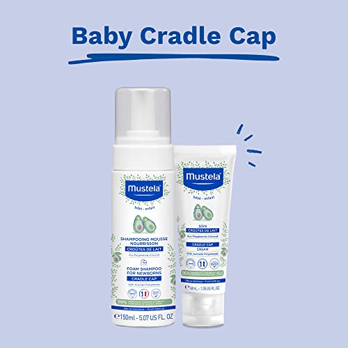 Mustela - Foam Shampoo for Newborns – Tear-Free Baby Shampoo with 99% Natural Ingredients and Avocado Polyphenol – Limits Cradle Cap and Soothes the Scalp – Gentle Hair Care Formula – 150ml