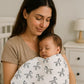 Alimos Organic Bamboo and Cotton Muslin Cloths - Soft and Gentle Baby Swaddle Blankets - Multi-Purpose Burp Cloths and Nursing Covers (120_x_120_cm, Black & White)