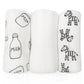 Alimos Organic Bamboo and Cotton Muslin Cloths - Soft and Gentle Baby Swaddle Blankets - Multi-Purpose Burp Cloths and Nursing Covers (120_x_120_cm, Black & White)