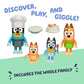 BLUEY It's Time For Pavlova With This Pavlova 4 Pack, Includes, Bingo, Bandit In His Chef Hat and Chilli and 2 Accessories, Four 6-7.6 CM Articulated Figures