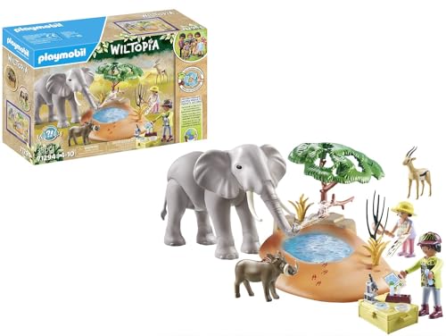 Playmobil 71294 Wiltopia Elephant at the Waterhole, exciting safari with animal learning effect, educational toy, sustainable, fun imaginative role-play, playsets suitable for children ages 4+