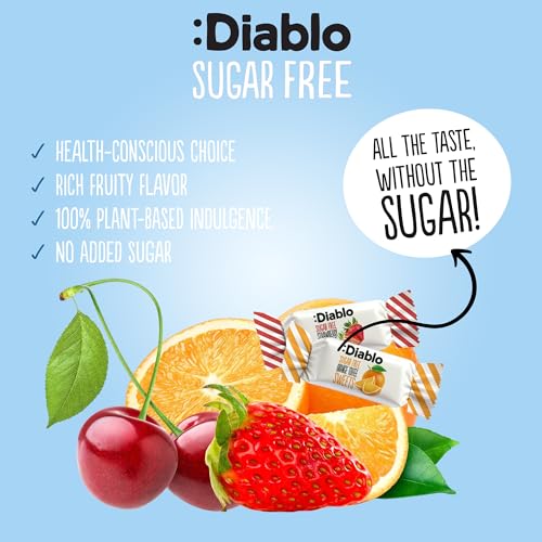 Diablo Sugar-Free Fruit Flavoured Toffee – Sugar-Free Candy Sweetened with Maltitol, Guilt-Free Treats for All Occasions, Ideal for Gift Boxes, Mother’s Day & Father’s Day – 75g, Pack of 6