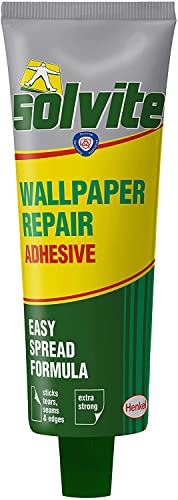 Solvite Wallpaper Repair Adhesive, Wallpaper Paste for Fixing Tears, Seams & Edges, Extra-Strong Glue for Seam Repair, Easy-Spread, 1x56g