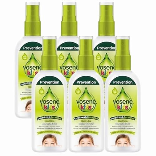 Vosene Kids Head Lice Defence Spray 150ml x 6 – Daily Conditioning Detangler - Apple & Lemon Fragrance