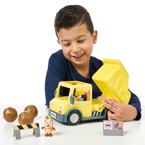Bluey Dump Truck, With Load and Unload Feature, Get Some Work Done With Exclusive Hard-Hat and Muddy Bingo,