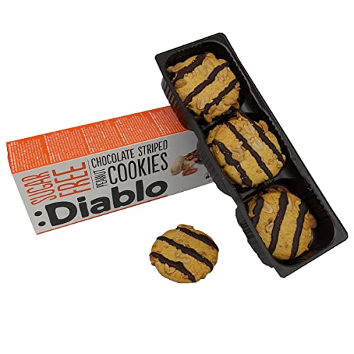 Diablo Sugar-Free Cookies – Mixed Flavours No Sugar Cookies Luxury Biscuits, Healthy Crunchy Snacks Gift Box for Adults, Kids and Families – Coconut, Peanuts, Chocolate Chip, Pack of 3