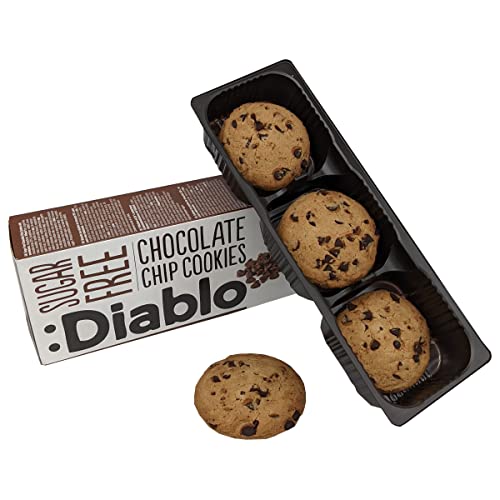 Diablo Sugar-Free Cookies – Mixed Flavours No Sugar Cookies Luxury Biscuits, Healthy Crunchy Snacks Gift Box for Adults, Kids and Families – Coconut, Peanuts, Chocolate Chip, Pack of 3