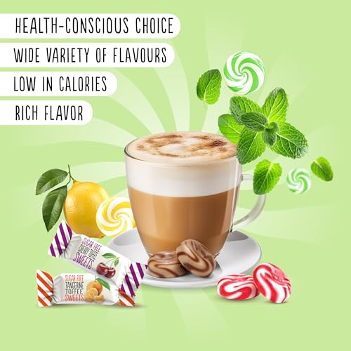 Diablo Retro Sugar Free Sweet Variety Pack - Strawberry & Cream, Lemon & Cream, Cappuccino & Cream, Mint & Cream, Fruit Flavored Toffees - Hard Candy Gift Box, Mother's Day, Father's Day - 5 x 75g