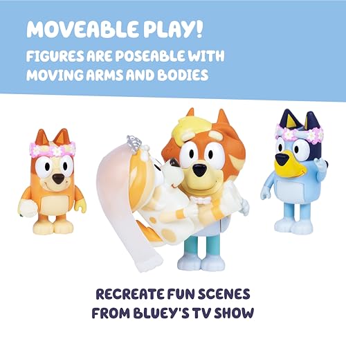 Bluey Figure 4-Pack Wedding Time | Re-enact Uncle Rad And Frisky's Wedding Day And Bingo Flower Girl Figures
