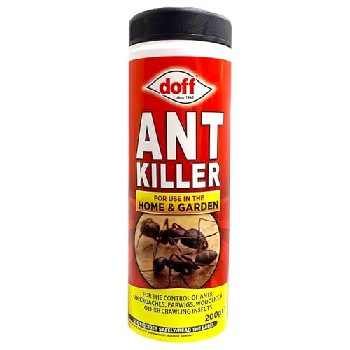 Doff Ant Killer Powder for Indoor and Outdoor Use: Strong for Lawns, Home, Garden - Kill Ants, Silverfish Cockroaches, Woodlice, Earwigs, Other Crawling Insects - 200g (2 Bottles)