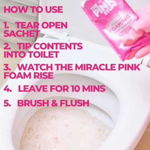 Duck Fresh Toilet Cleaning Discs Bundled With Alimos Crevice Brush,Pink Stuff Miracle Foaming Toilet Cleaner, Non-Scratch Sponge Scourer and Extra Strong Rubber Gloves