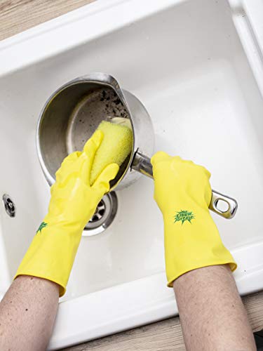 Elbow Grease Rubber Gloves | Cotton Lined, Super Strong, Non-Slip Household Cleaning Gloves (Medium)