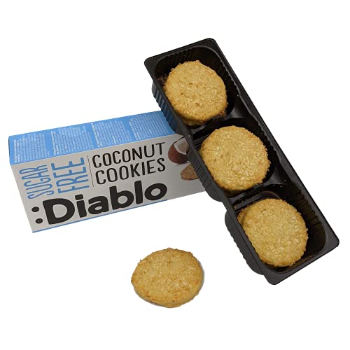 Diablo Sugar-Free Cookies – Mixed Flavours No Sugar Cookies Luxury Biscuits, Healthy Crunchy Snacks Gift Box for Adults, Kids and Families – Coconut, Peanuts, Chocolate Chip, Pack of 3