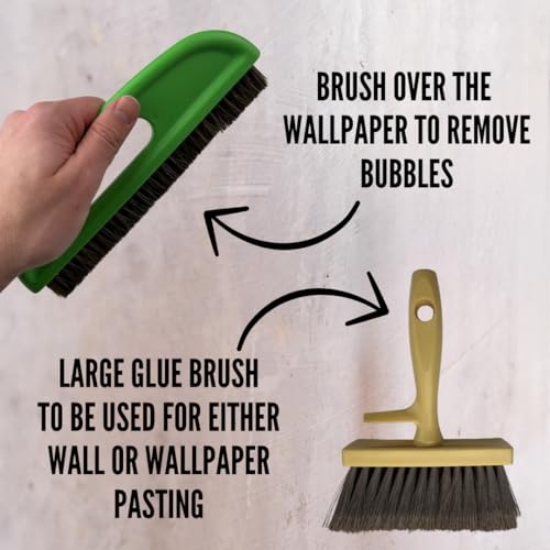 Tsekouri Wallpaper Paste Kit - Set Includes 8 Piece Wallpaper Kit Containing Wallpaper Paste Brush and Smoother, Wallpaper Seam Roller, Wall Paper Scraper Tool & Measuring Tape