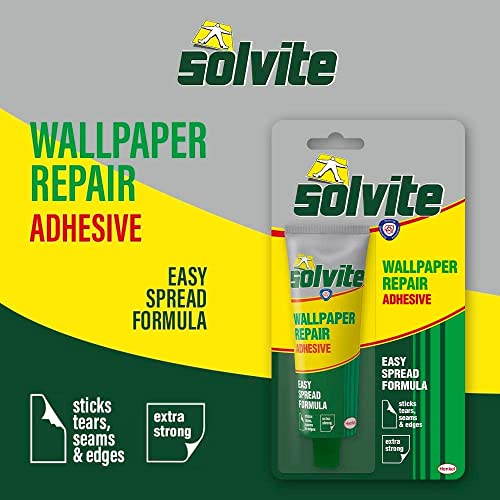 Solvite Wallpaper Repair Adhesive, Wallpaper Paste for Fixing Tears, Seams & Edges, Extra-Strong Glue for Seam Repair, Easy-Spread, 1x56g