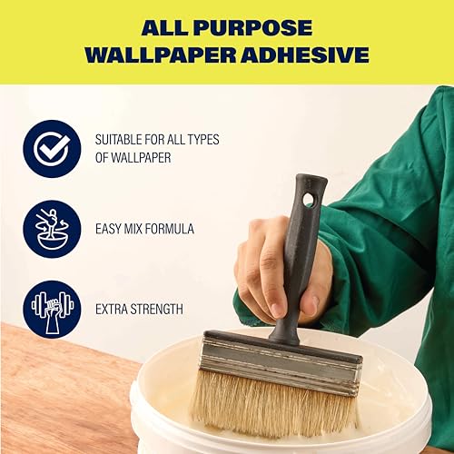 Bartoline All Purpose Wallpaper Adhesive 10 Roll – Mixes in 30 Seconds, Ready in 4 Minutes Strong Starch-Based Flake Paste for All Wallpaper Types and Polystyrene Tiles, Easy Spread, Long-Lasting Hold