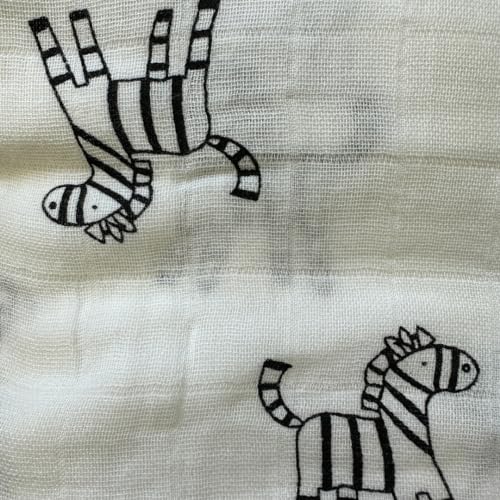 Alimos Organic Bamboo and Cotton Muslin Cloths - Soft and Gentle Baby Swaddle Blankets - Multi-Purpose Burp Cloths and Nursing Covers (120_x_120_cm, Black & White)