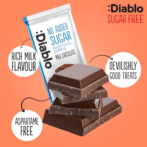 Diablo Milk Chocolate - Maltitol Sweetened, Gluten Free No Added Sugar Chocolate Bar - Hamper Available, Celebrate any Occasion, Birthdays, Valentines, Anniversary, Perfect for Gifting - 85g - 15 Pack
