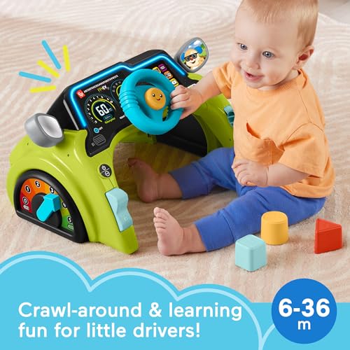 Fisher-Price Baby & Toddler Learning Toy Laugh & Learn Sit & Steer Driver Car Activity Center with Smart Stages for Ages 6+ Months, HTW88