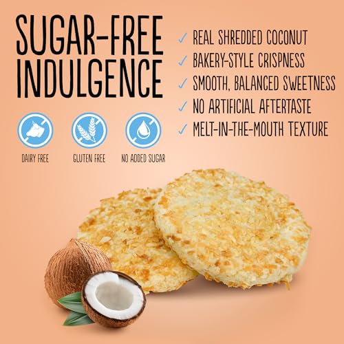 Diablo Sugar Free Cookies, Coconut – Low Sugar Snacks, Cookies Biscuits for All, Sweetened with Maltitol, Ideal for Gifting, Festive Hampers, Holiday Events & Special Occasions – 150g Pack of 3