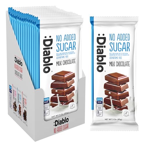 Diablo Milk Chocolate - Maltitol Sweetened, Gluten Free No Added Sugar Chocolate Bar - Hamper Available, Celebrate any Occasion, Birthdays, Valentines, Anniversary, Perfect for Gifting - 85g - 15 Pack
