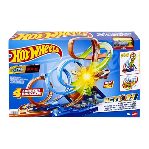 Hot Wheels Action "4 Loopings Crash Gefahr