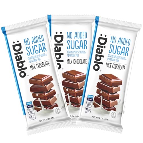 Diablo No Added Sugar Milk Chocolate Bar – Maltitol Sweetened, Low Carb & Gluten-Free Treat, Ideal Snack for All – Celebrate Any Occasion, Birthdays, Valentine’s, Anniversary – 85g, 3 Packs