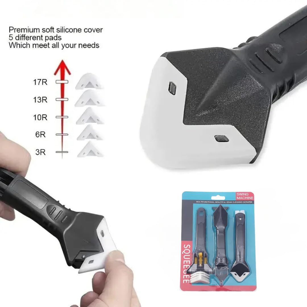 Sealant Application Bundle To Work With UniBond Anti-Mould Kitchen & Bathroom Sealant Includes Silicone Finishing Tool (3-in-1), Smoothing Kit & Precision Caulking Gun