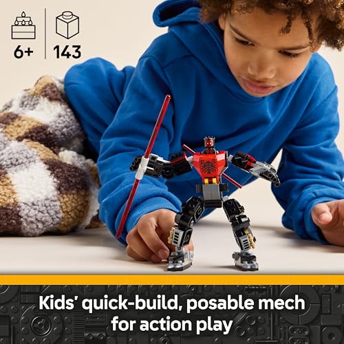 LEGO Star Wars: The Clone Wars Darth Maul Mech Building Toy for Boys, Girls, Fans and Fantasy Lovers Aged 6 Years Old Plus, Gift Idea for Kids, Includes a Large Double-Bladed Red Lightsaber 75411